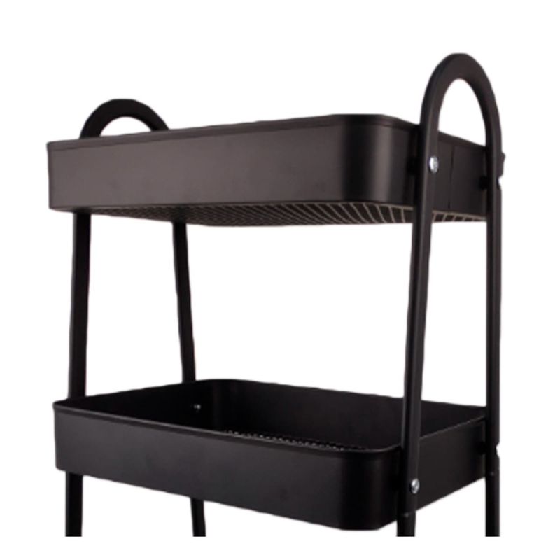 GENERICO - Pack2 Estante Carrito de 3 Niveles con Ruedas Metal en Negro