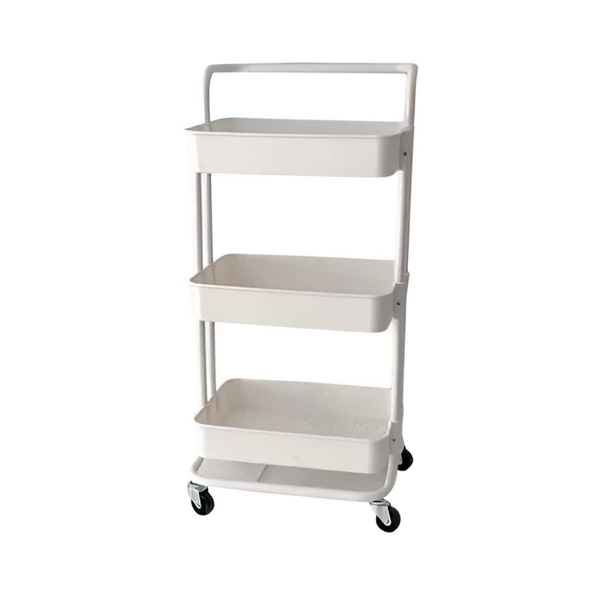 GENERICO - Estante de 3 Niveles con Ruedas para Casa en Blanco