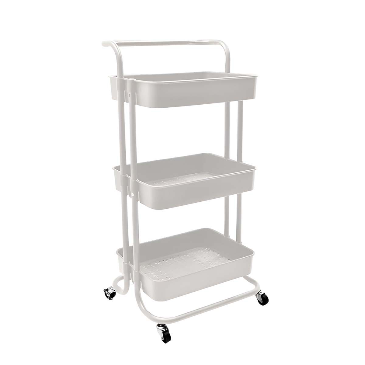 GENERICO - Estante de 3 Niveles con Ruedas para Casa en Blanco