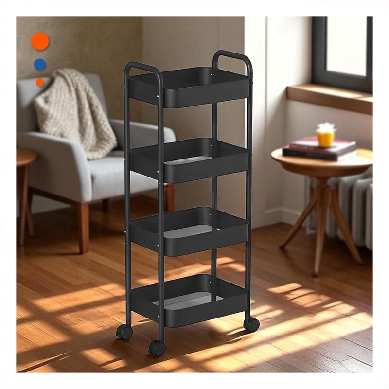 GENERICO - Pack4 Carrito Organizador Funcioal en Color Negro