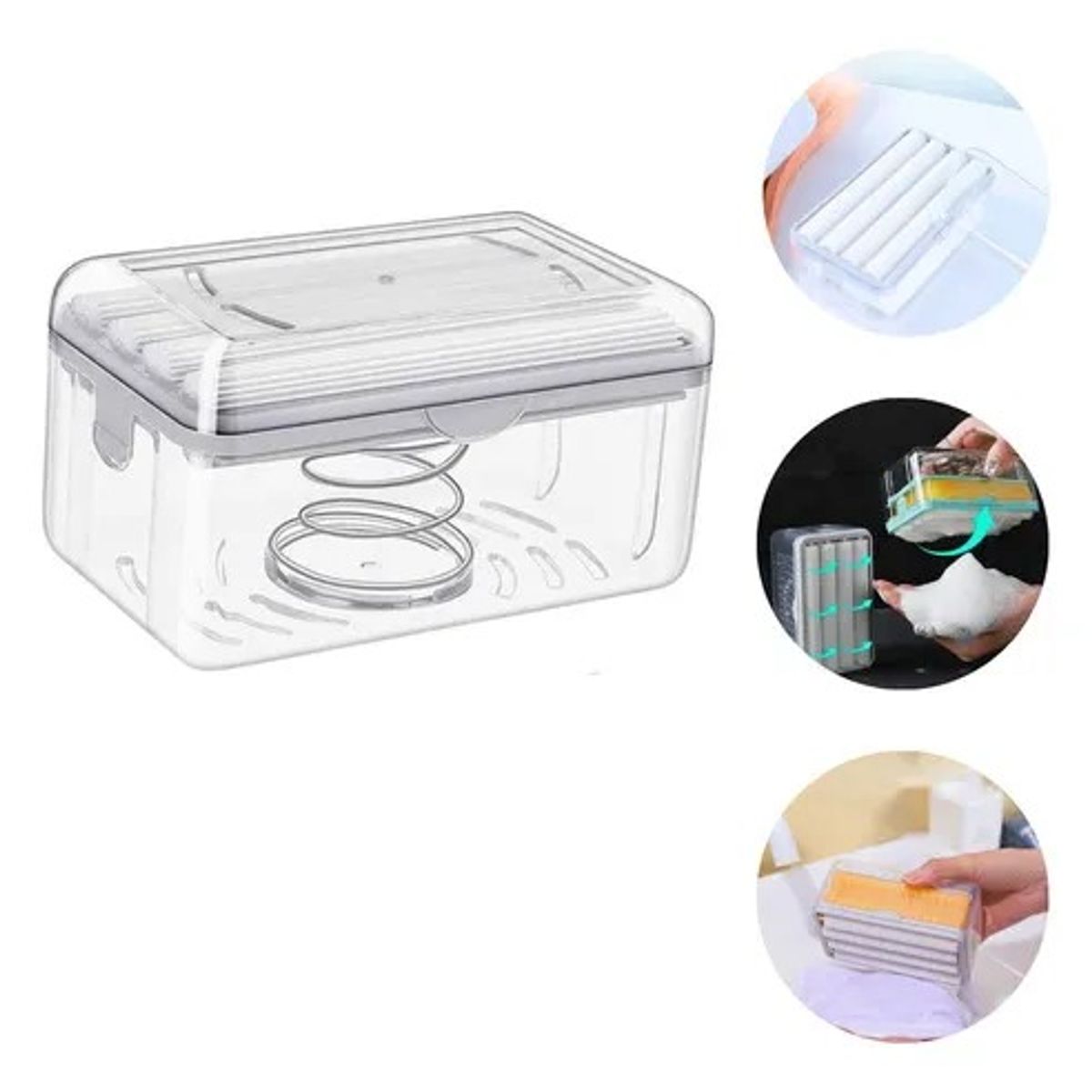 GENERICO - Contenedor de barra de jabón para lavar con rodillos y drenaje