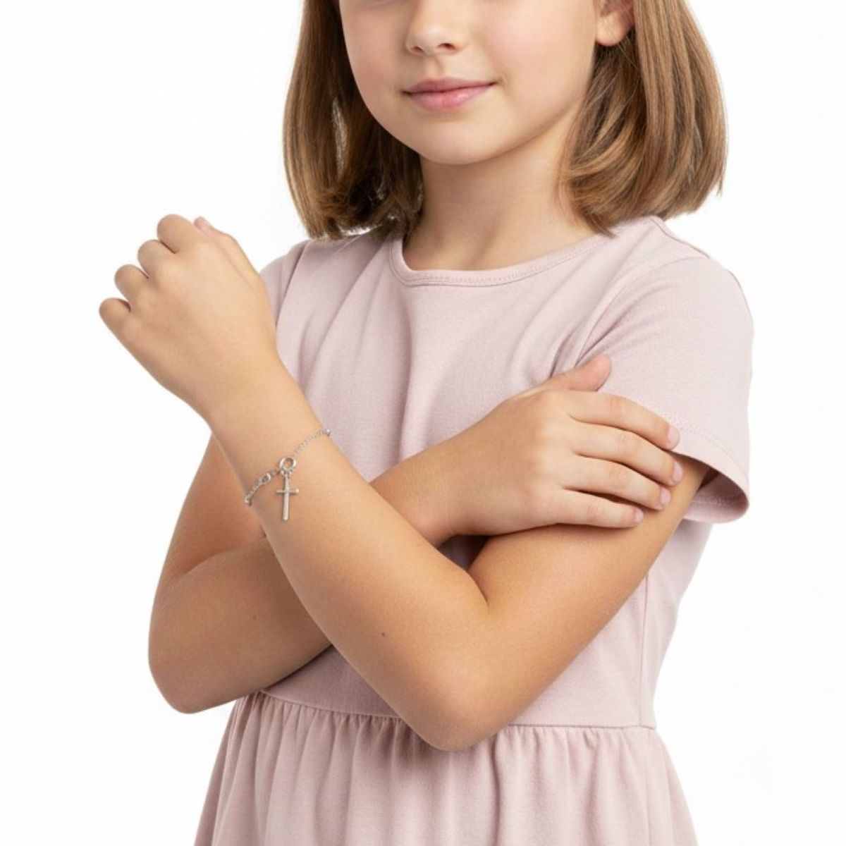 SANTORAL - Pulsera Denario Cruz 3mm - Plata