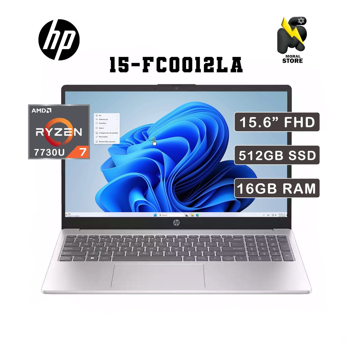 HP - LAPTOP HP 15-FC0012LA/  AMD RYZEN 7-7730U /16 GB RAM /512 GB SSD/15.6 FHD