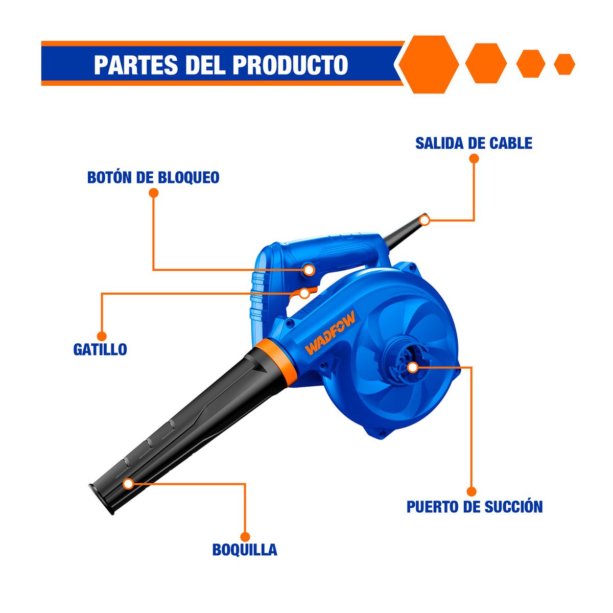 GENERICO - Sopladora De Aire 400w 2 En 1 Ergonómico Wadfow - Wab15401