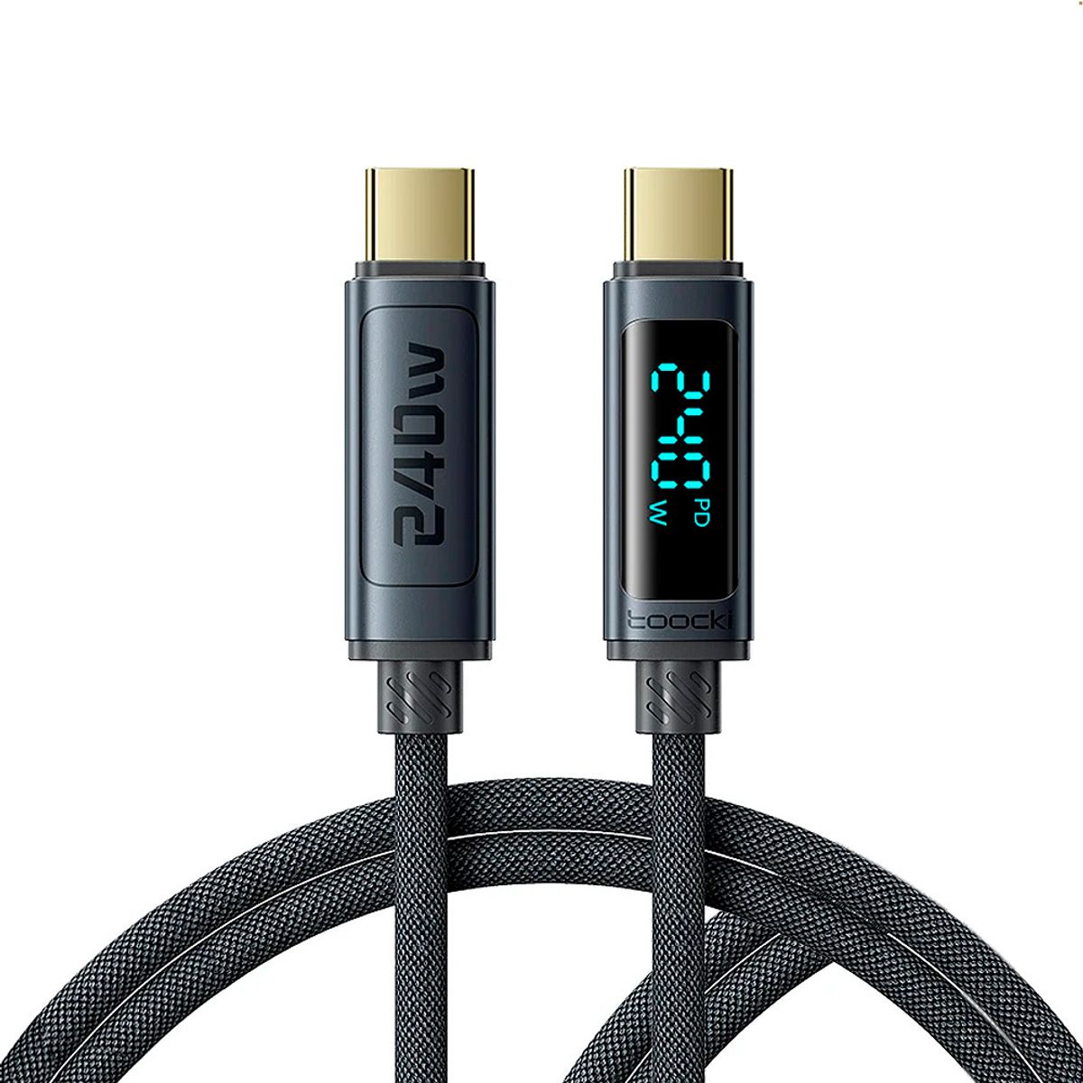 GENERICO - Cable Toocki 240w Usb-c A Usb-c Con Pantalla Digital 1 Metro