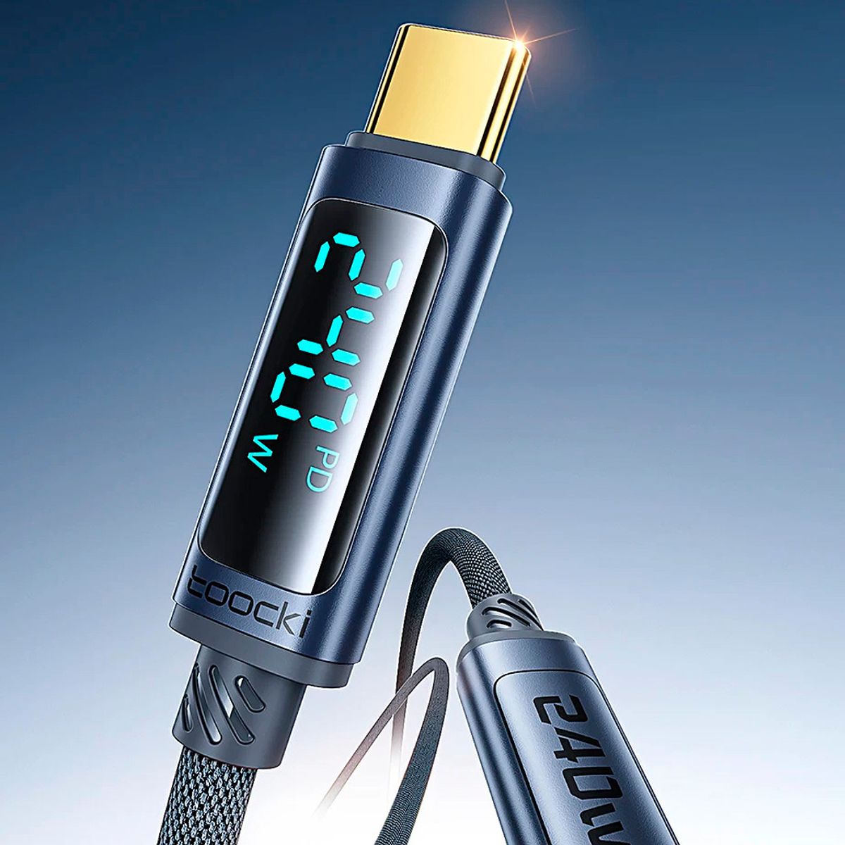 GENERICO - Cable Toocki PD 240W USB-C a USB-C con Pantalla Digital