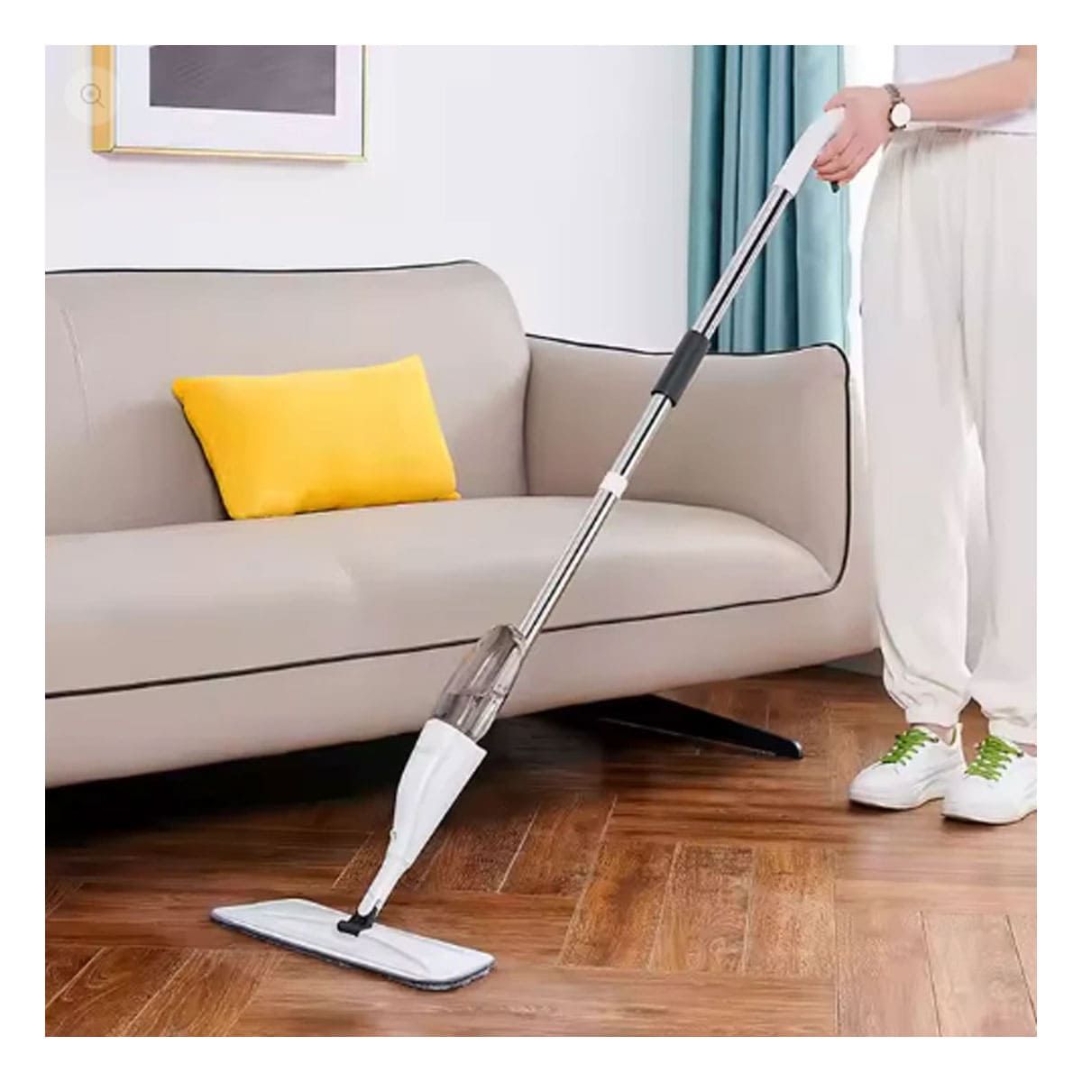 GENERICO - Pack4 Fregona con Spray en Color Blanco Y+Papel de Regalo