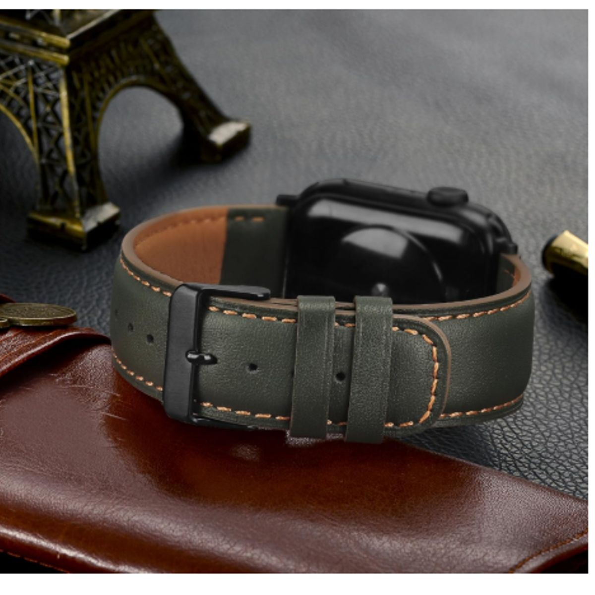 GENERICO - Correa Cuero Luxury para Apple Watch 45mm - Verde