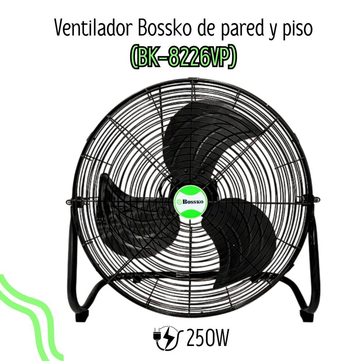 BOSSKO - Ventilador Bossko de Piso 18" 250 Watts BK-8226/NG