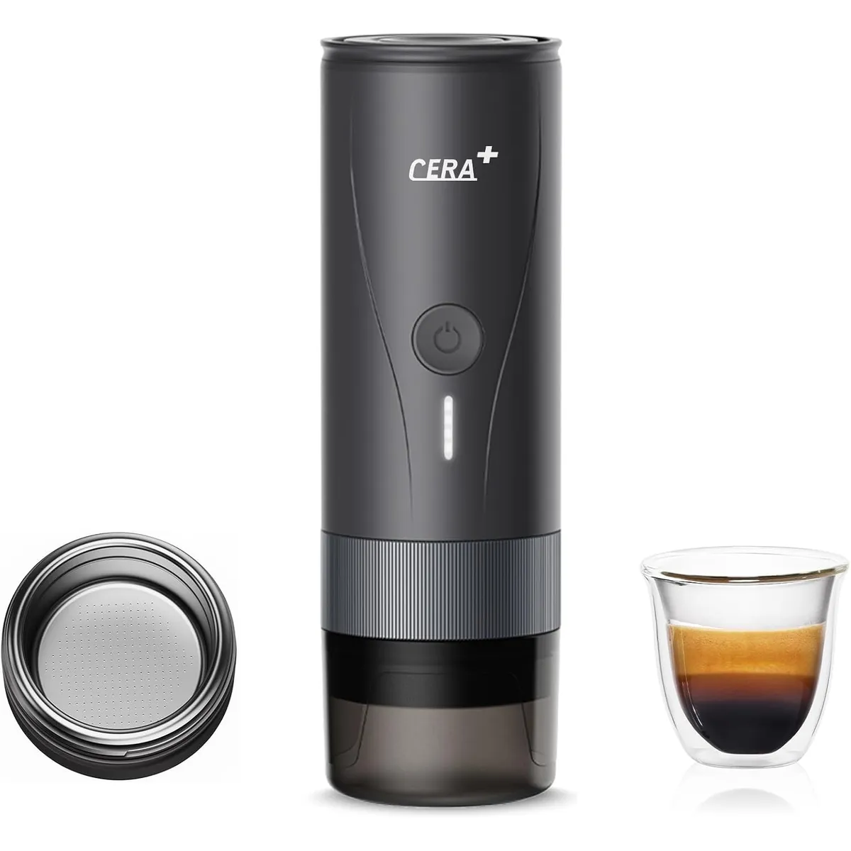 GENERICO - CERA+ Mini Máquina de café Espresso autocalentable Versión Pro PCM04A Negro