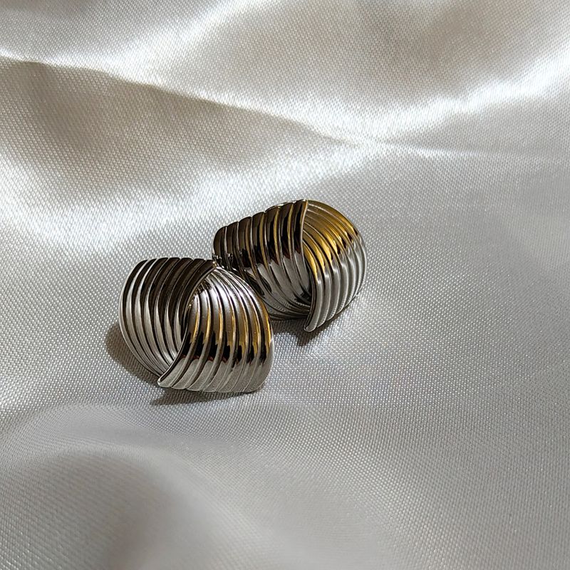 GENERICO - Aretes de Acero Inoxidable Ebru plateado