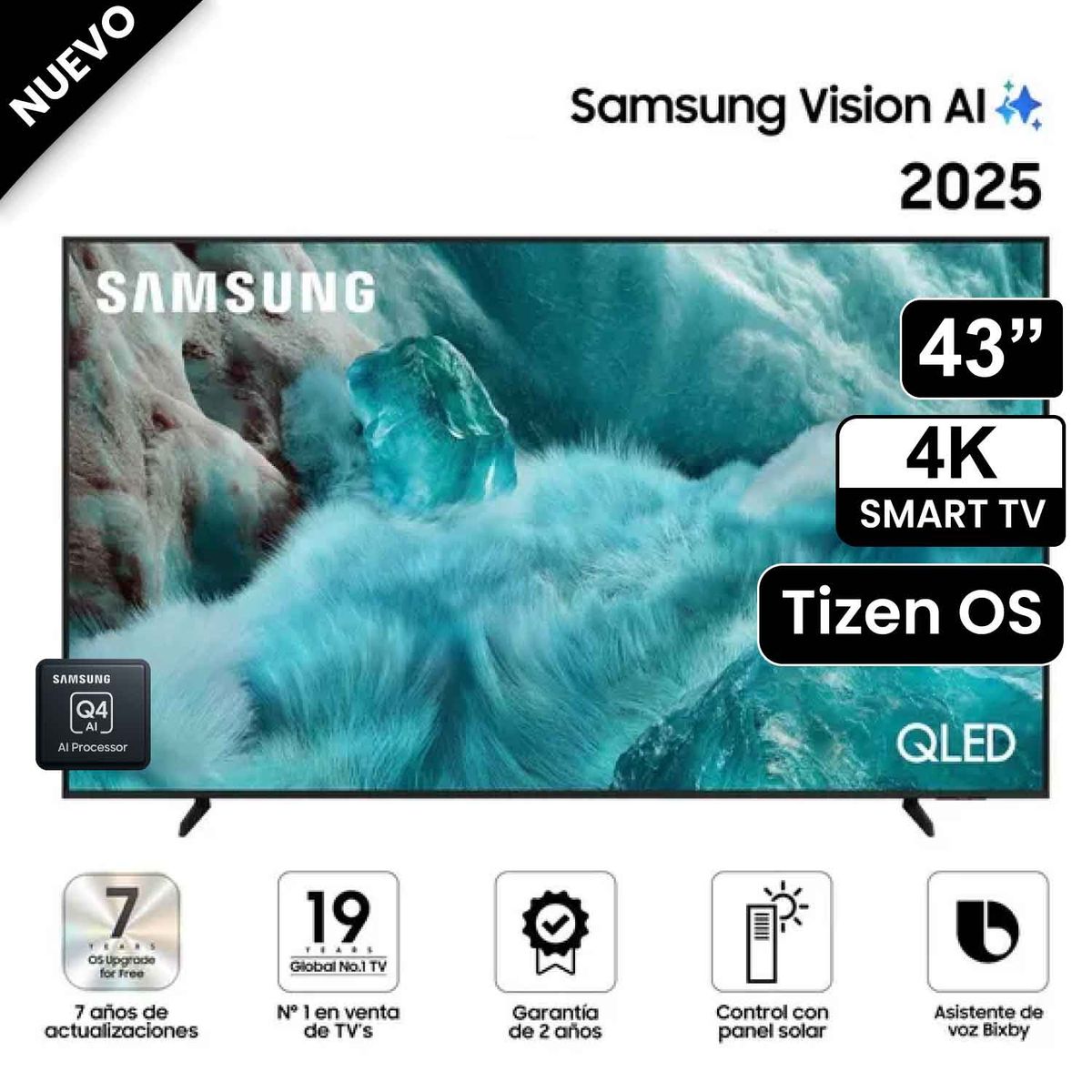 SAMSUNG - Televisor Samsung 43" Pulg. QLED Smart UHD 4K Vision Ai QN43Q7FAAGX Modelo 2025
