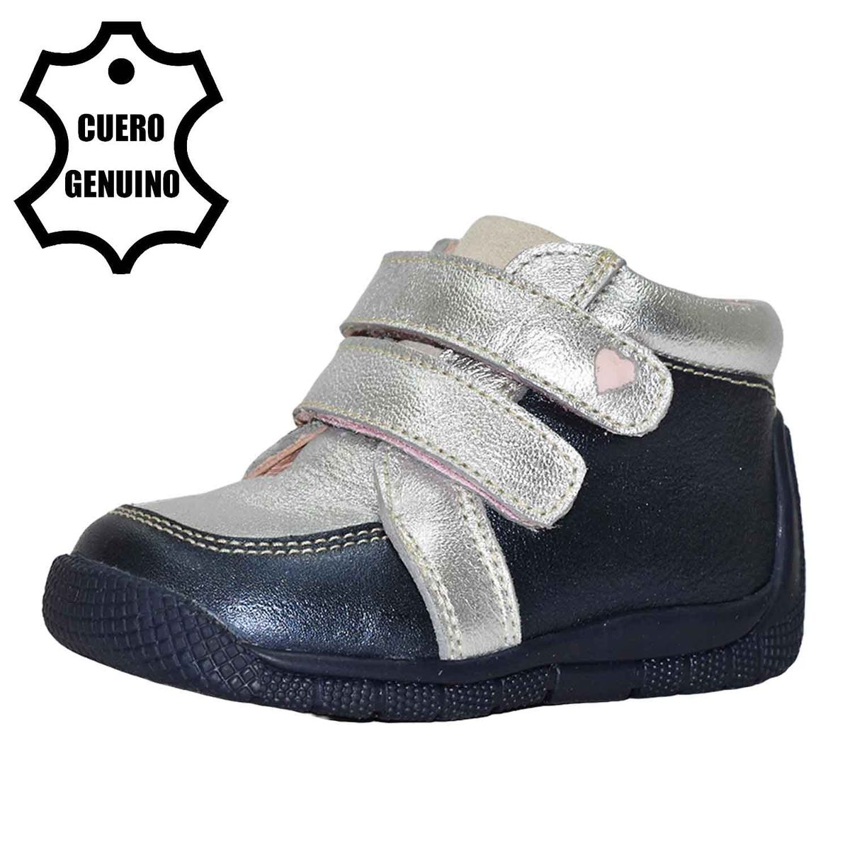BRUNO KIDS - ZAPATO PIBE PARA NIÑA BRUNO KIDS DE CUERO PLATA PRIMEROS PASOS