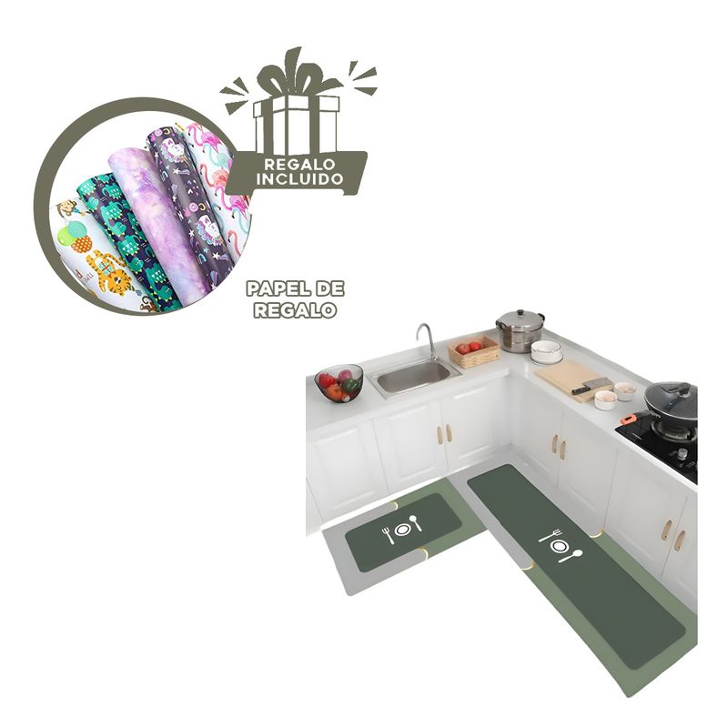 GENERICO - Tapetes Suaves para Piso en Verde Y+Papel de Regalo