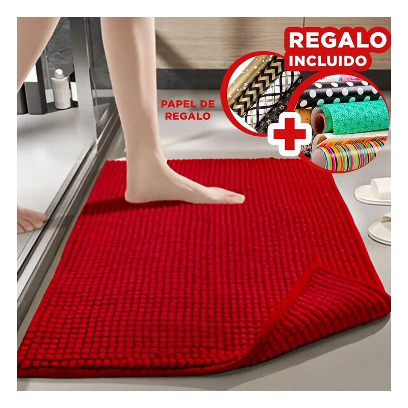 GENERICO - Pack6 Alfombra Suave y Util en Rojo Y+Papel de Regalo