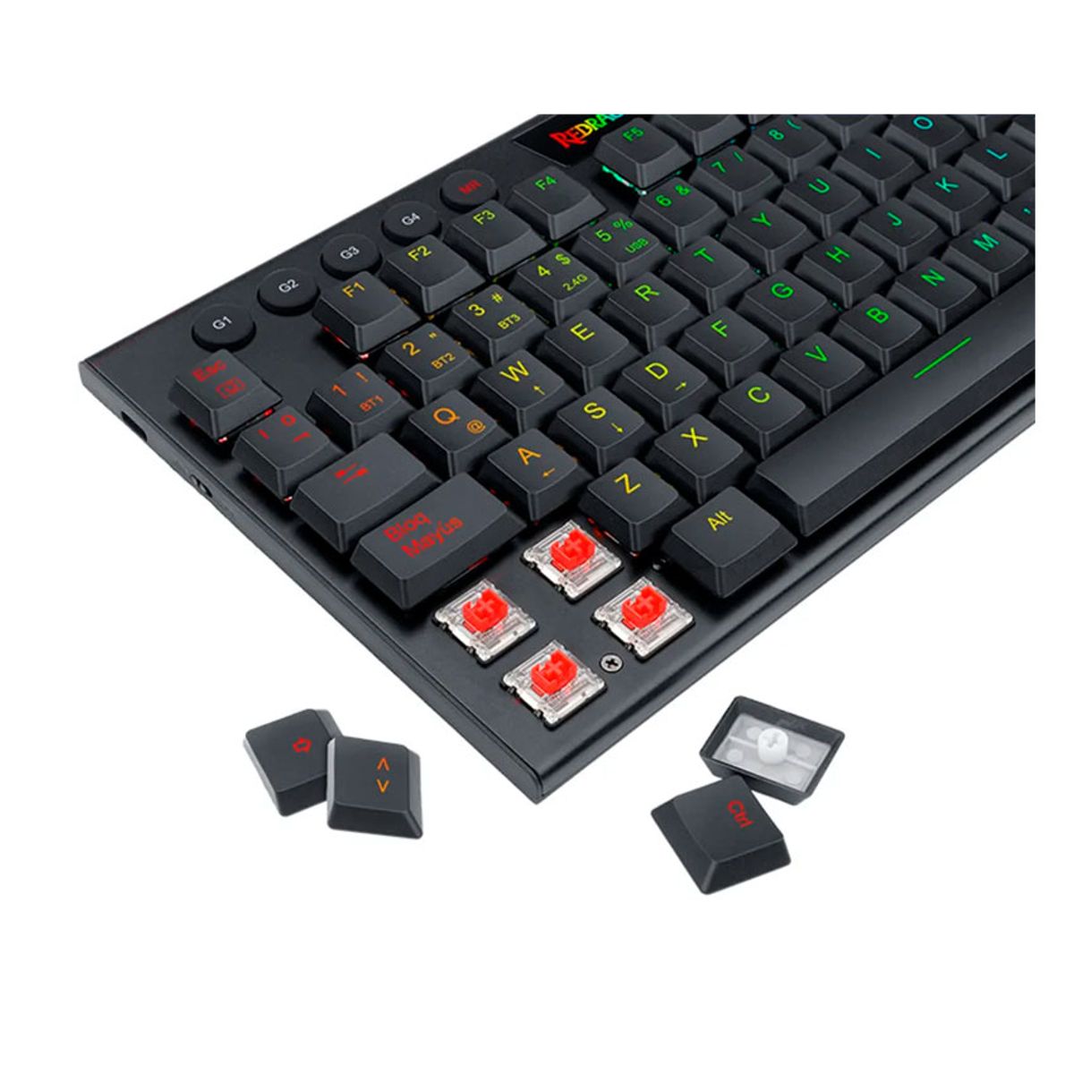 REDRAGON - Teclado Mecánico Gamer Redragon HORUS K618-RGB Negro Wireless Red