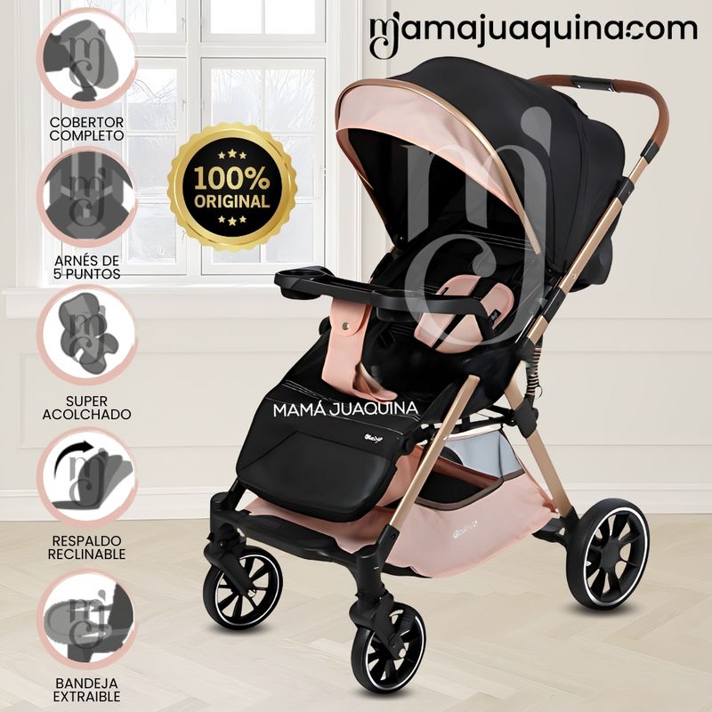 BABY - Coche Maleta de Lujo «WIN» con Bandeja de Comer Pink