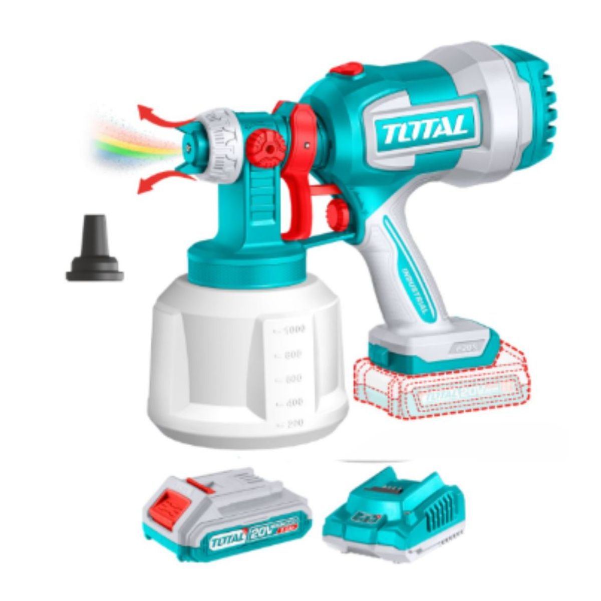 TOTAL TOOLS - Pistola De Pintar 20v 1000ml 120din Bateria 1X20AH TOTAL- TSGLI20042