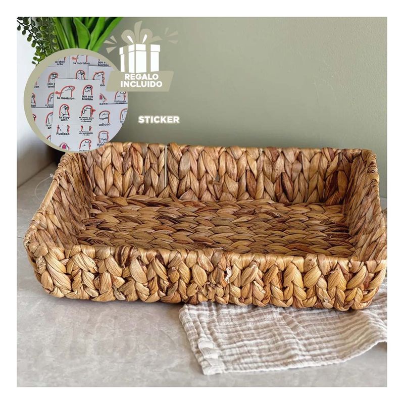 GENERICO - Pack12 Bandeja de Grass Tejida en MostazaY+Regalo Stickers