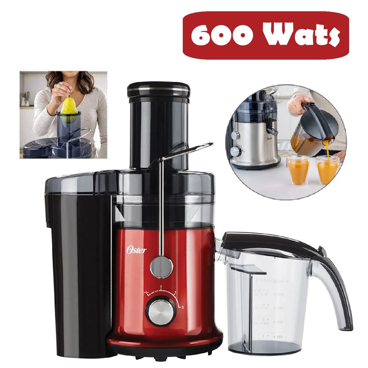 OSTER - Extractor Fruta Entera Acerado 600 Wats 1.25 Litros