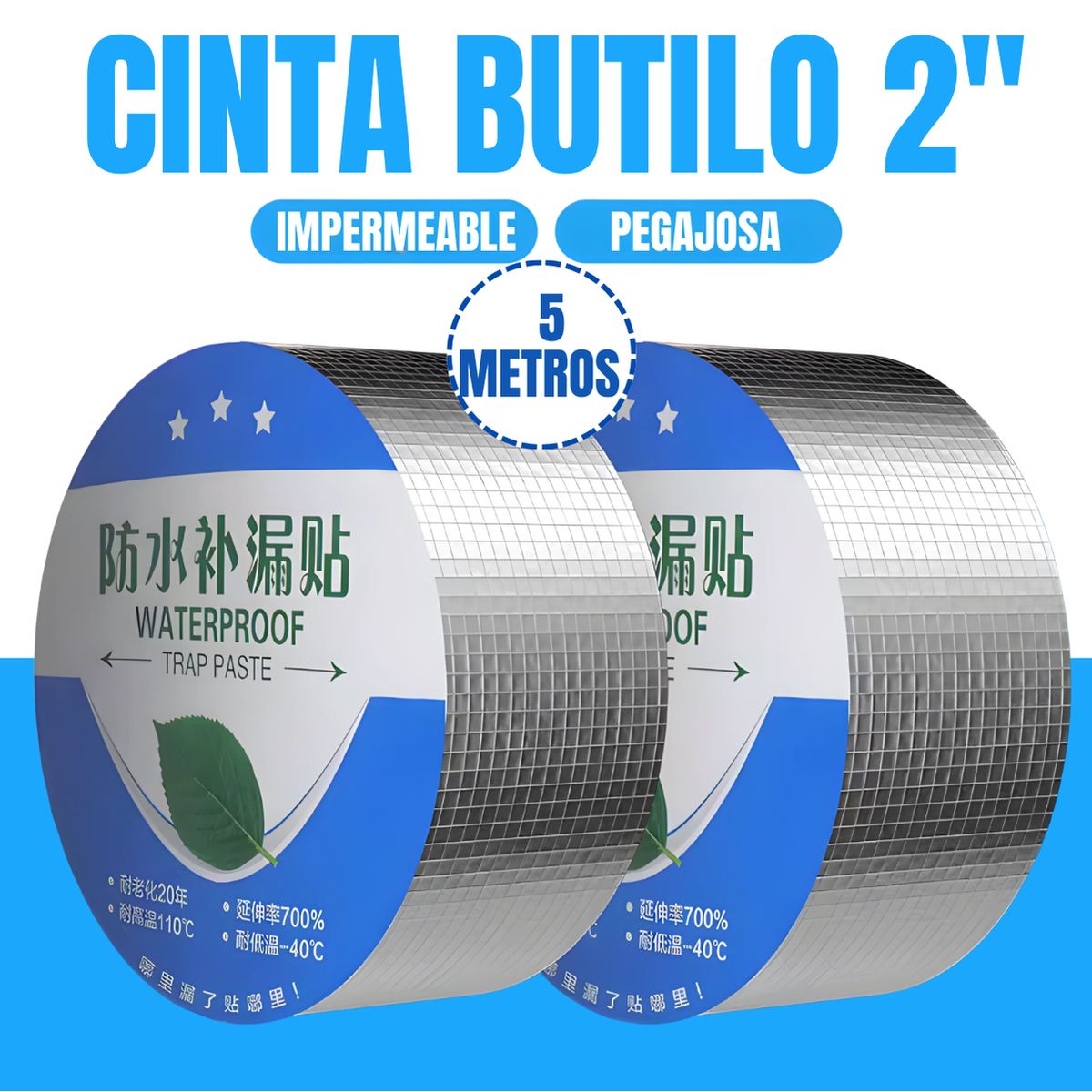 SM - CINTA DE BUTILO IMPERMEABLE DE REPARACION  2" X 5 METROS