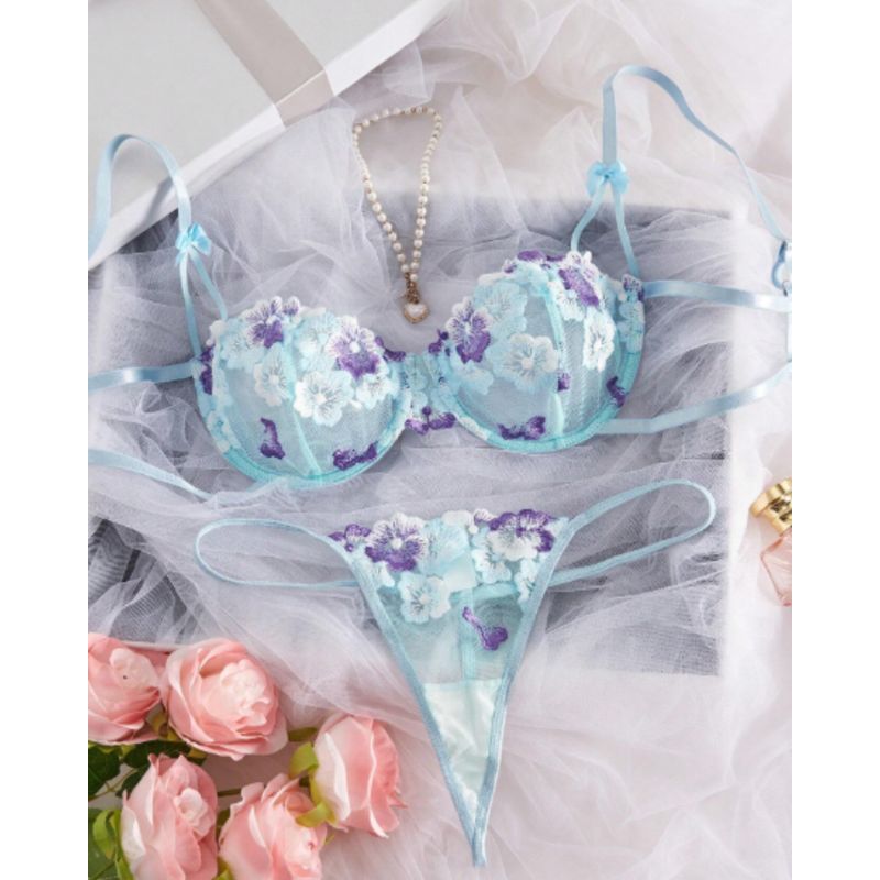 GENERICO - Set de Lencería celeste para mujer S - GABRIELA