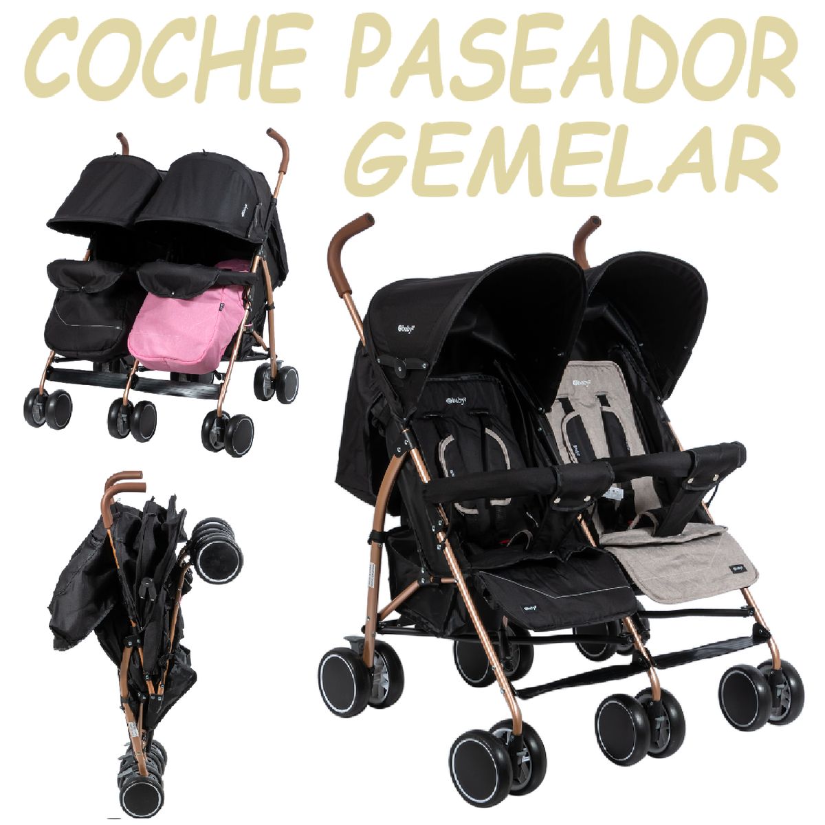 EBABY - Nuevo Coche Paseador Gemelar Twinease -Beige