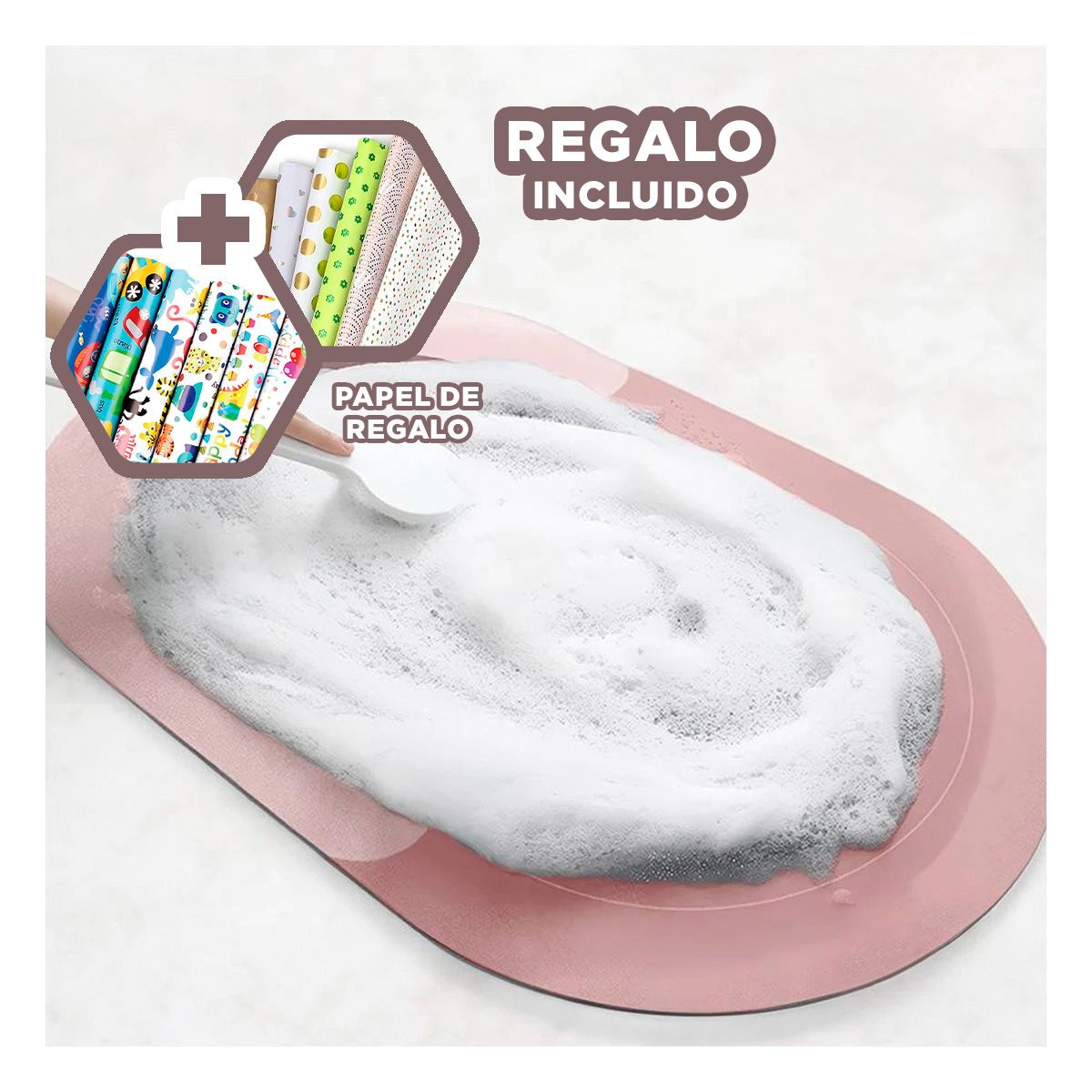 GENERICO - Tapete Forma Ovalada de Casa en Rosado Y+Papel de Regalo