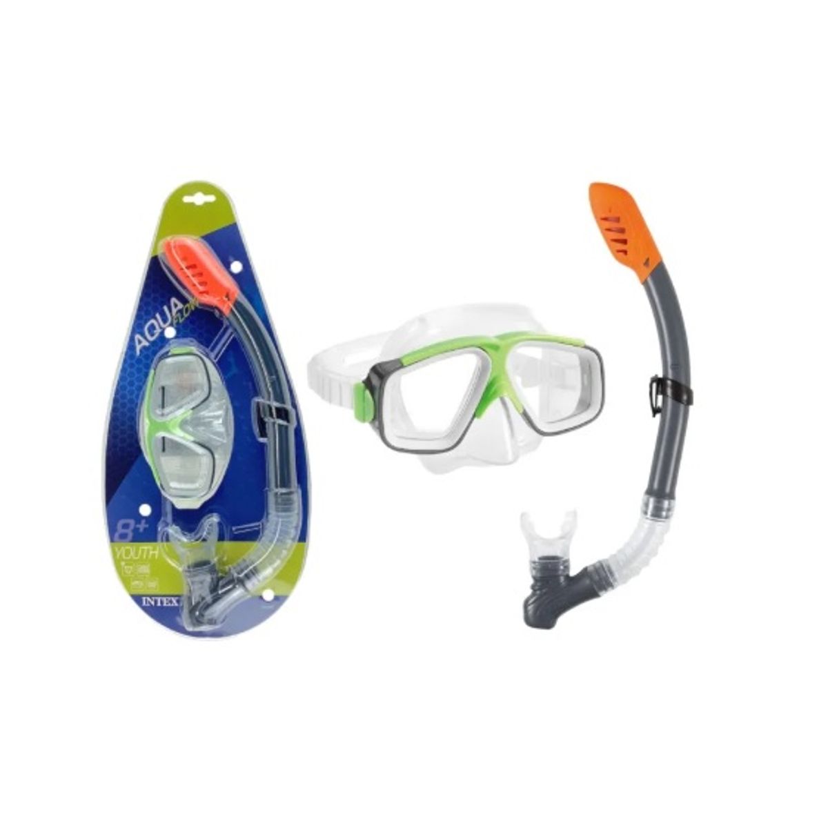 GENERICO - BUCEO PISCINA MAR - GAFAS Y SNORKEL INTEX VERDE