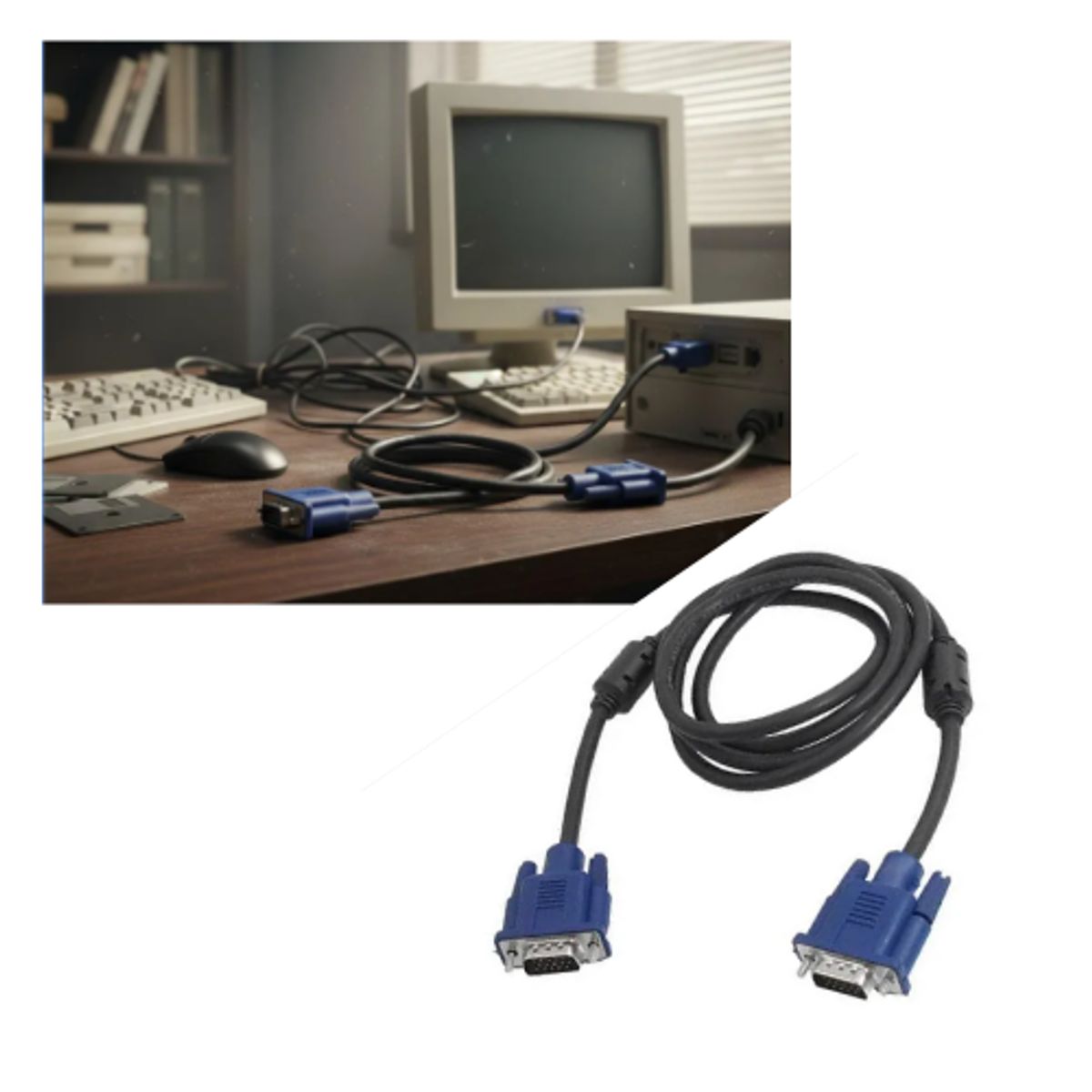 GENERICO - Cable Vga Macho A Macho 1.5 Metros 15 Pines Monitor Pc Lapto