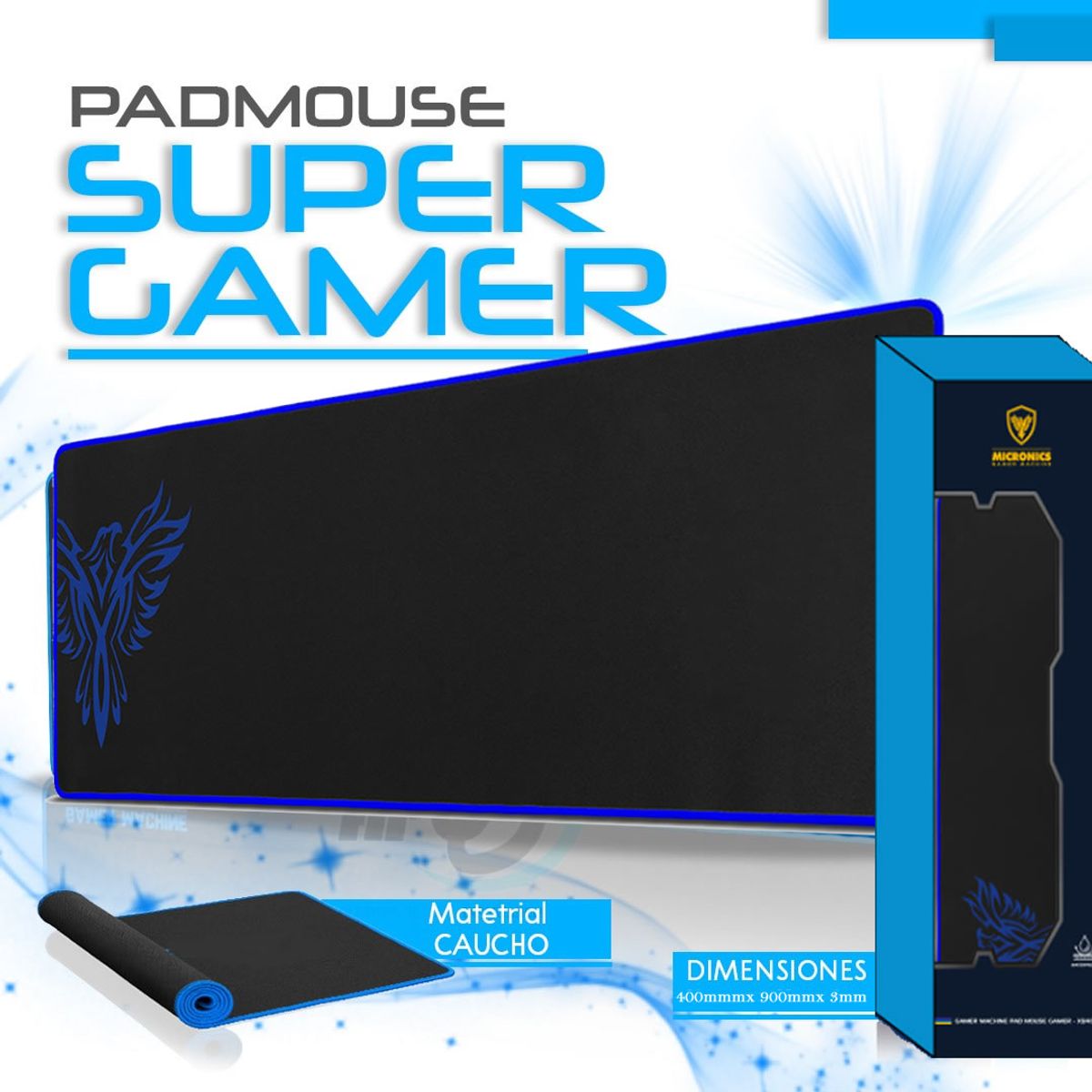 MICRONICS - PAD MOUSE GAMER MICRONICS MACHINE BLUE X940B