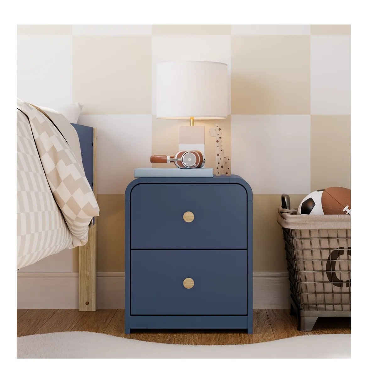 TU MESITA - Mesita de Noche Infantil Amadeus color Azul Mediterráneo 2 cajones TU MESITA