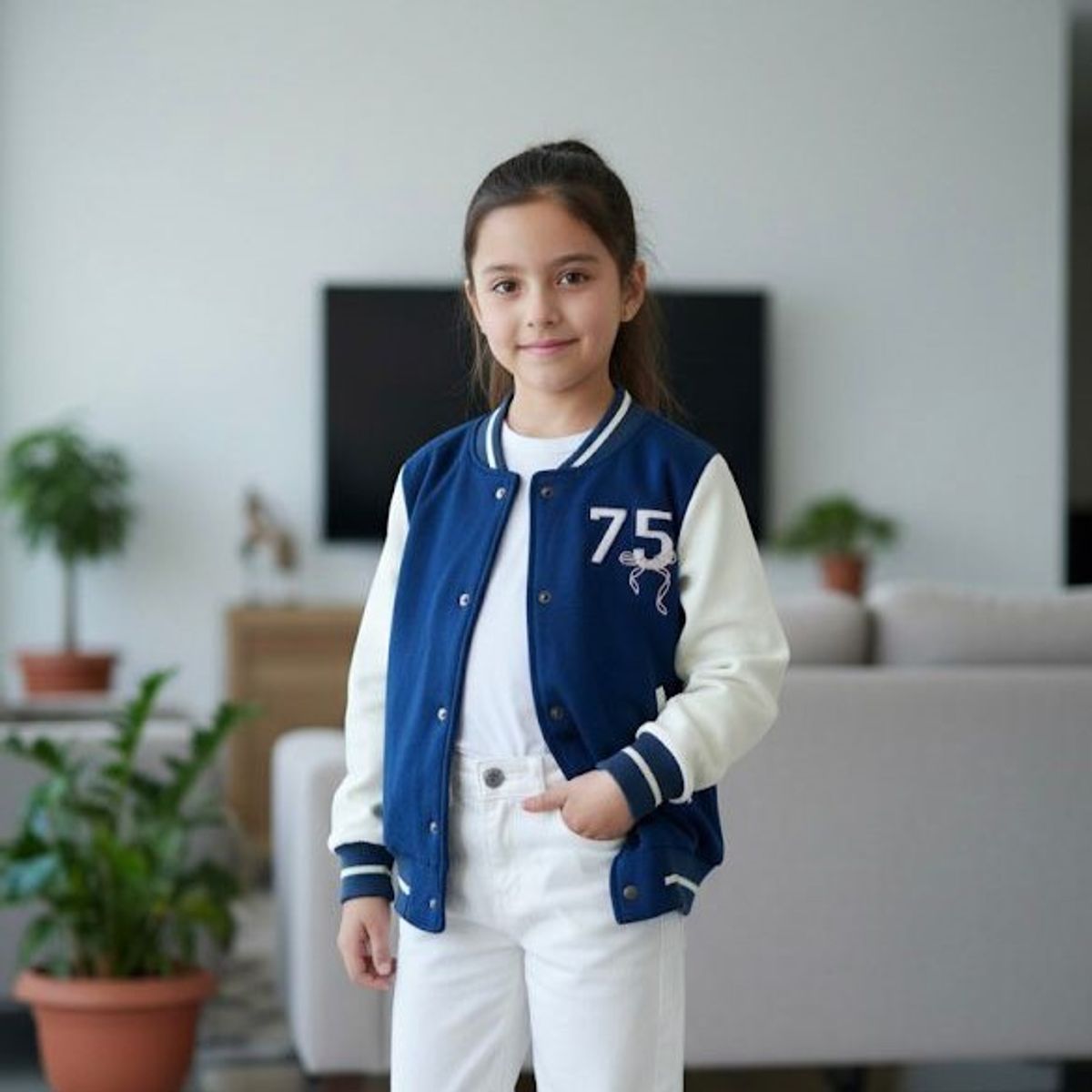 GENERICO - Casaca Niña Varsity - Azul