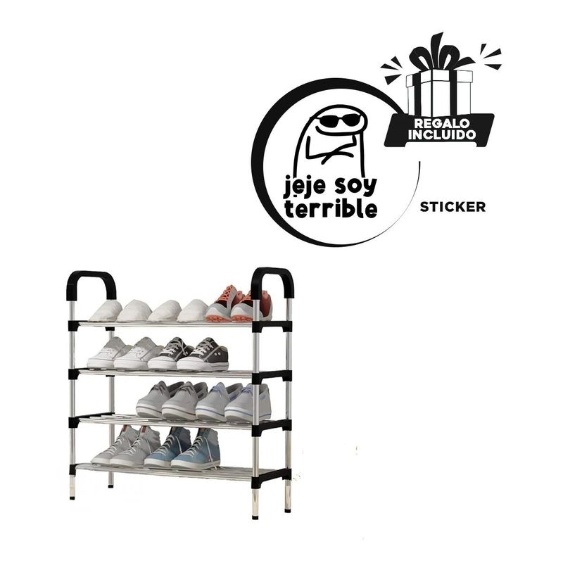 GENERICO - Zapatera con Separadores de 4 N Negro Y+Regalo Stickers