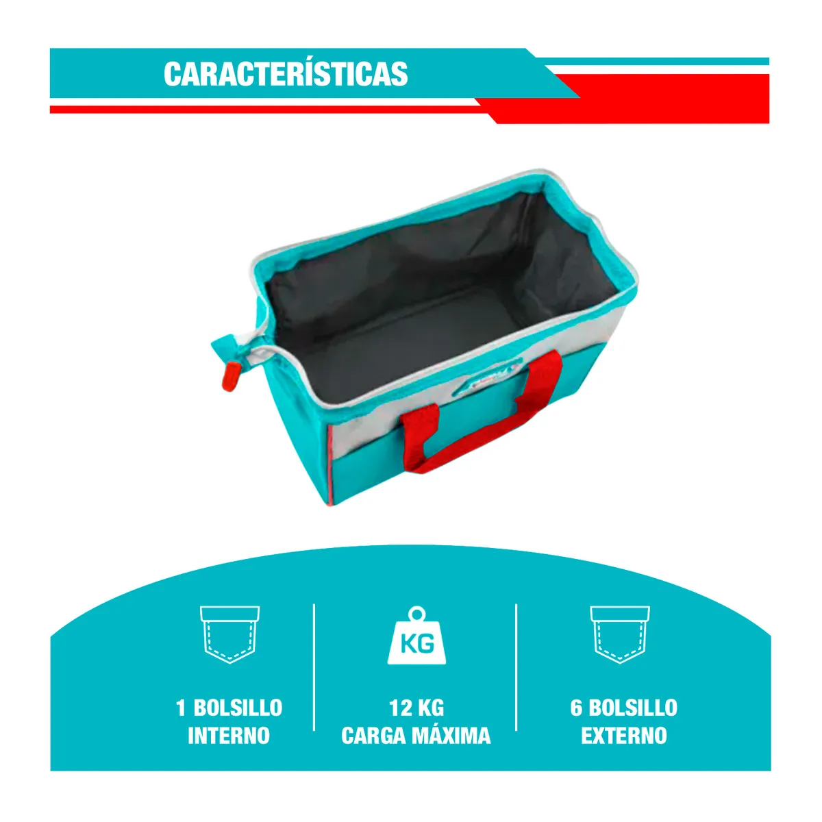 TOTAL TOOLS - Bolso De Herramienta 13'' Con 6 Bolsillos Total - Tht261325