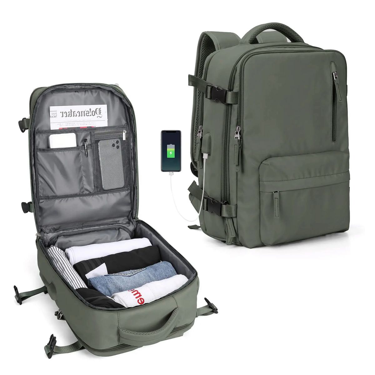 NEO DIGITAL - Mochila de viaje BP31 impermeable maleta de mano expandible 40 L VM