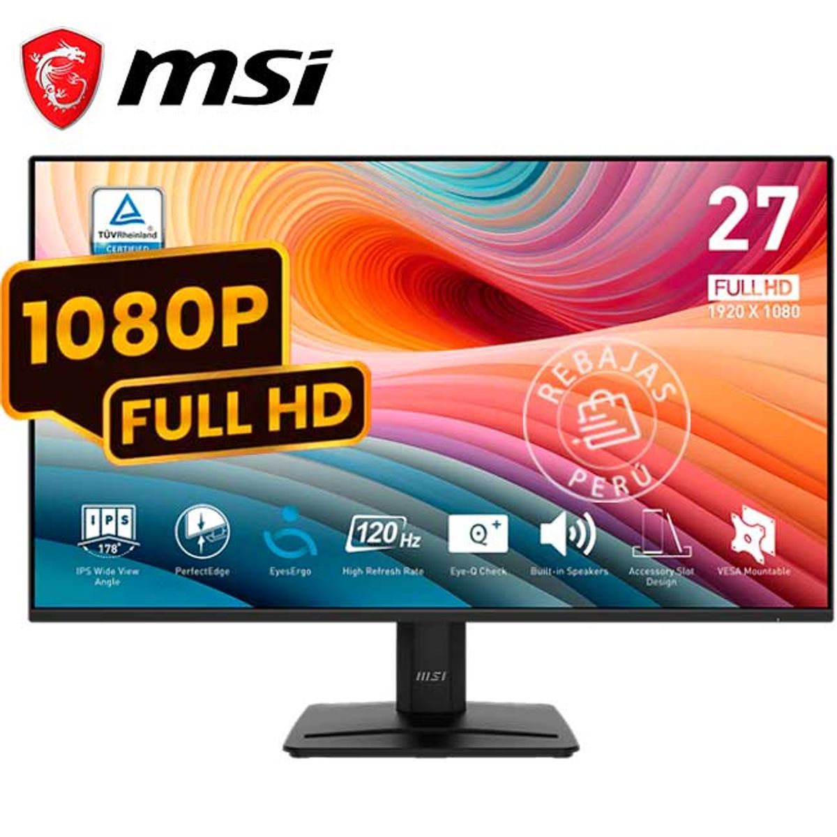 MSI - Monitor MSI PRO MP275 E2 27″ IPS FHD 120Hz 1ms Parlantes Integrados