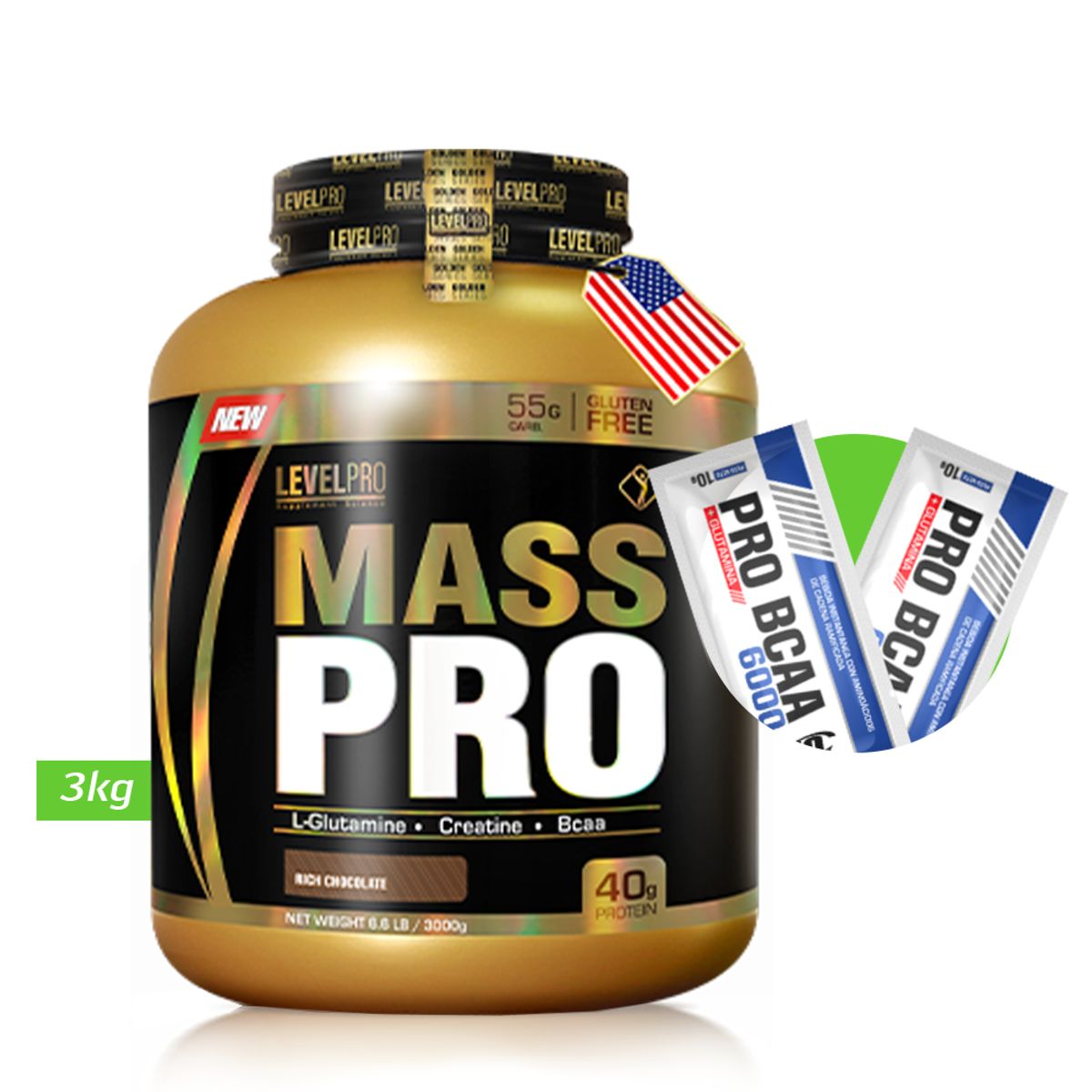 LEVEL PRO - LEVEL PRO MASS Pro 3kg Chocolate +Regalos