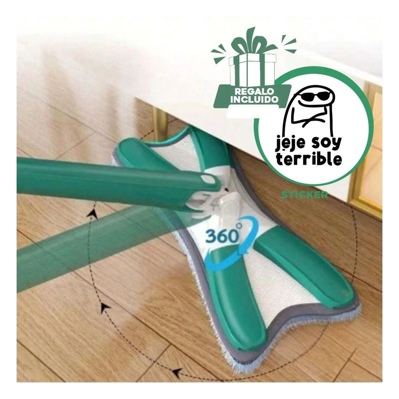 GENERICO - Trapeador Mango Regulable en Verde Y+Regalo Stickers