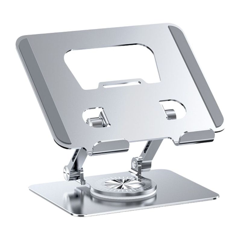 GENERICO - Soporte Metálico Ajustable con Giro 360° y Doble Eje para Tablet