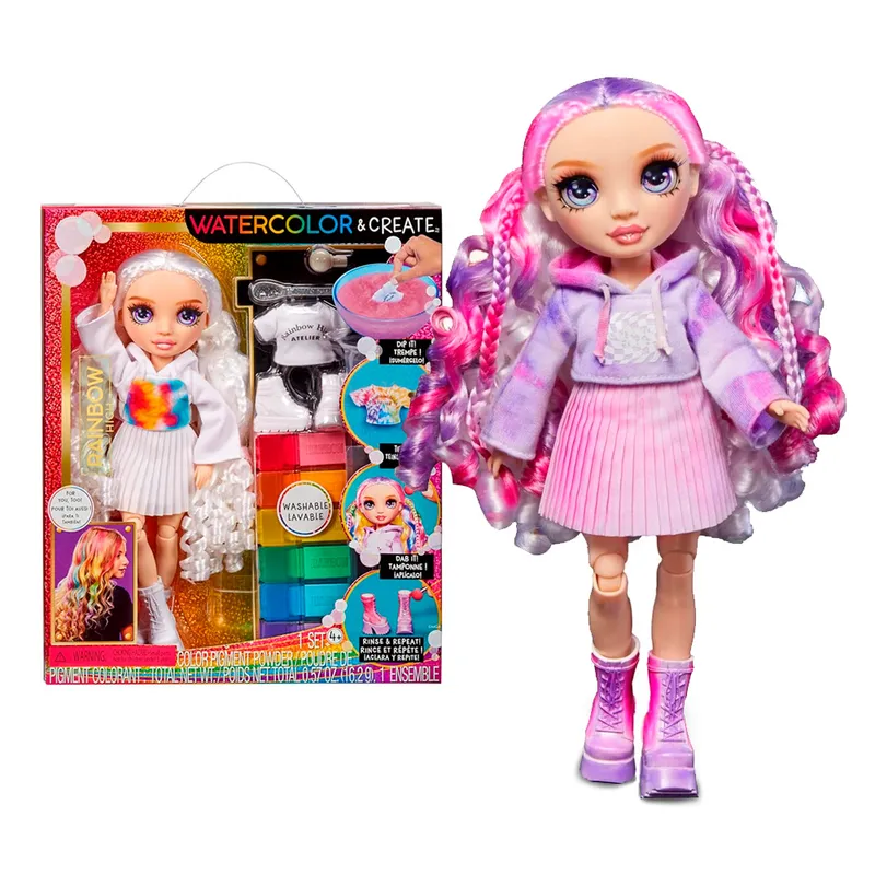 RAINBOW HIGH - Muñeca Rainbow High Ojos Morado Watercolor&Create