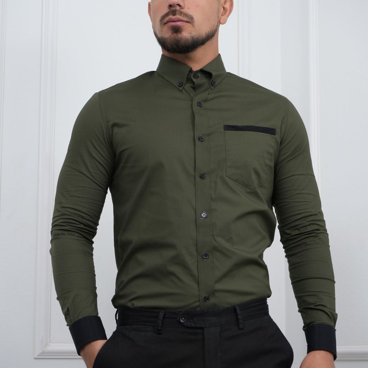 MEHIVIC - CAMISA DE HOMBRE SLIM FIT CON BOLSILLO ALGODON PREMIUM - MEHIVIC DOBLE ESTILO