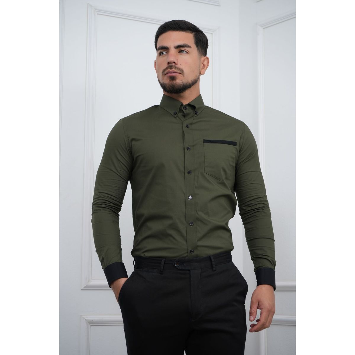 MEHIVIC - CAMISA DE HOMBRE SLIM FIT CON BOLSILLO ALGODON PREMIUM - MEHIVIC DOBLE ESTILO