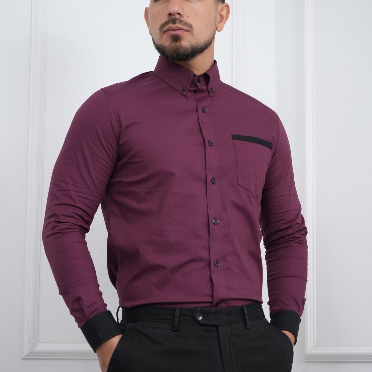 MEHIVIC - CAMISA DE HOMBRE SLIM FIT CON BOLSILLO ALGODON PREMIUM - MEHIVIC DOBLE ESTILO