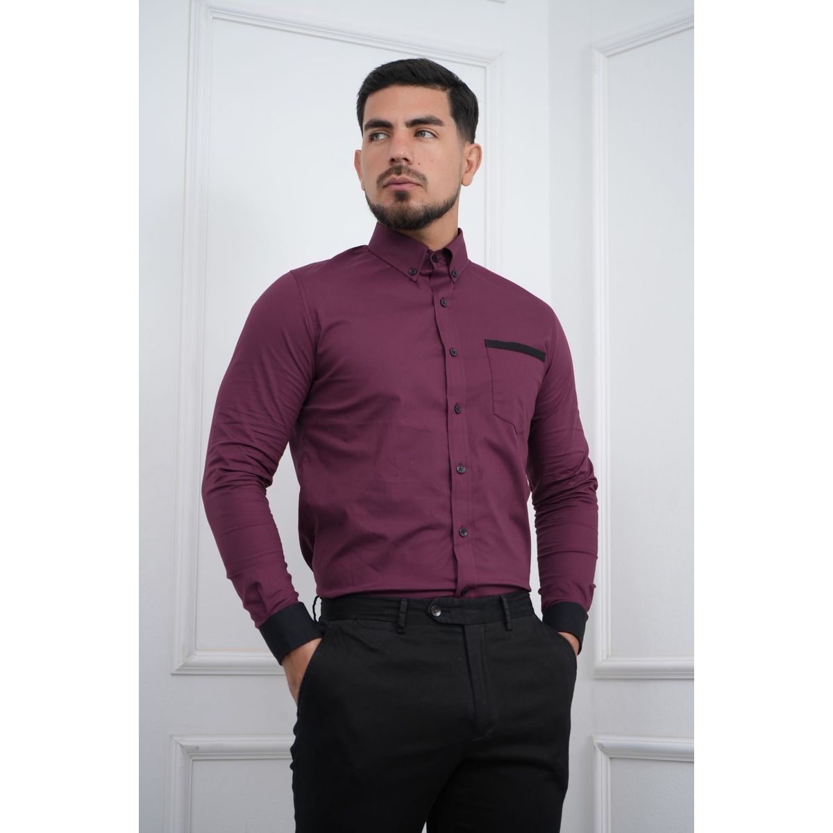 MEHIVIC - CAMISA DE HOMBRE SLIM FIT CON BOLSILLO ALGODON PREMIUM - MEHIVIC DOBLE ESTILO
