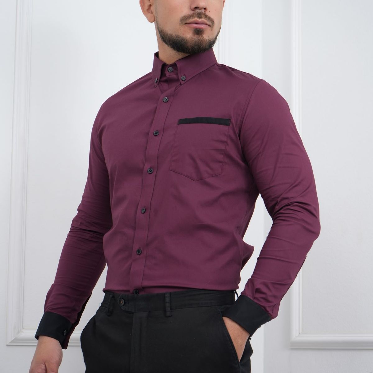 MEHIVIC - CAMISA DE HOMBRE SLIM FIT CON BOLSILLO ALGODON PREMIUM - MEHIVIC DOBLE ESTILO