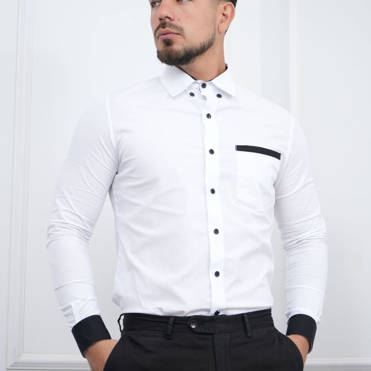 MEHIVIC - CAMISA DE HOMBRE SLIM FIT CON BOLSILLO ALGODON PREMIUM - MEHIVIC DOBLE ESTILO
