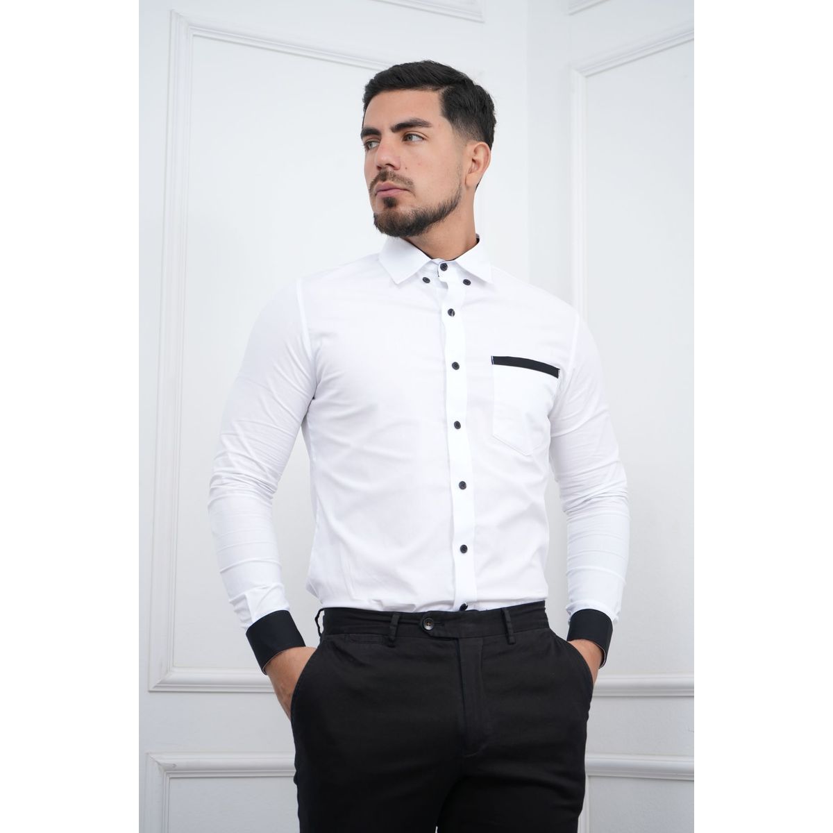 MEHIVIC - CAMISA DE HOMBRE SLIM FIT CON BOLSILLO ALGODON PREMIUM - MEHIVIC DOBLE ESTILO