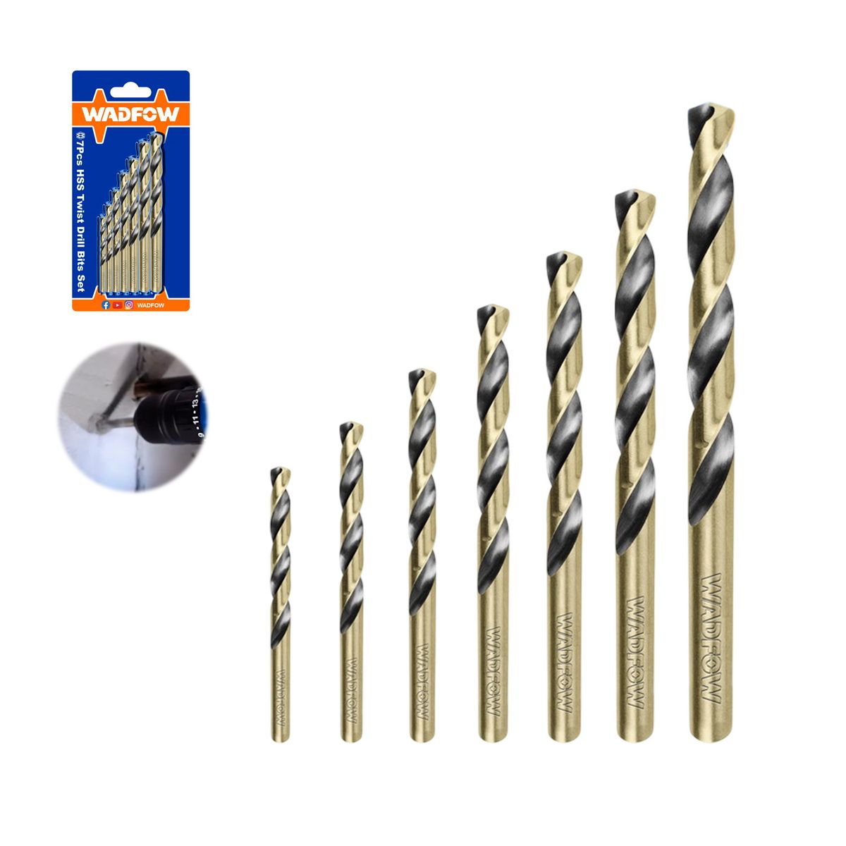GENERICO - Juego De 7 Brocas Helicoidales Hss Wadfow - Wtd3k01