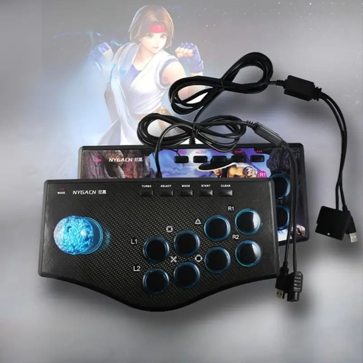 GENERICO - Joystick Arcade Mando Usb 4 en 1 Android, PC, Smart TV, PS2, PS3